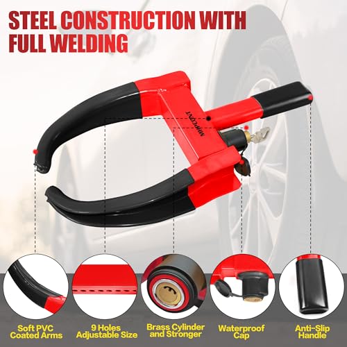 Mhpcont MHPL11OCK Wheel Lock Universal Trailer Wheel Lock Adjustable Security Tire Boot Lock Anti Theft thumb #1