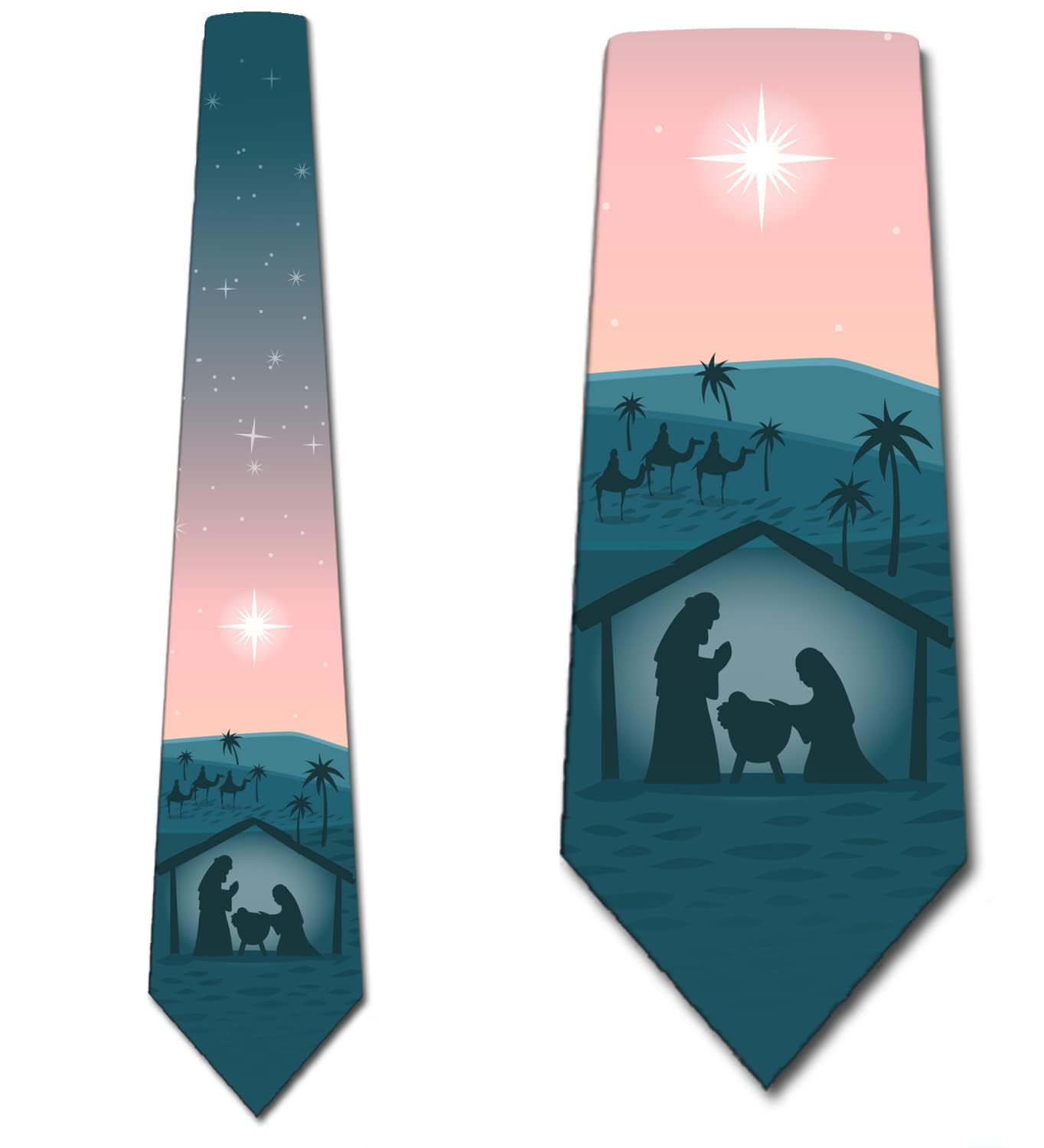 Three Rooker Christmas Ties Mens Nativity Necktie Religious Ties for Men Manger Necktie