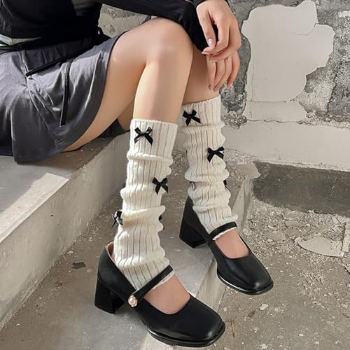 Image of Women Y2k Leg Warmers Ribbed Knitted Harajuku Kawaii Leg Warmers Streetwear