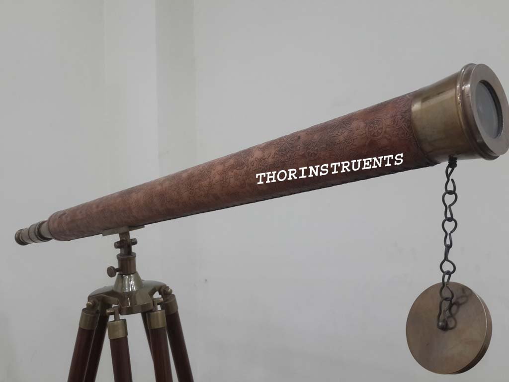 Handcraft Nautical Decor Floor Standing Leather Telescope with Stand Home Decor Rustic Vintage Home Decor Gifts