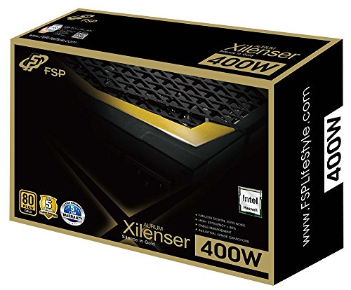 FSP/Fortron Aurum Xilenser 400 - Fuente de alimentación (400W, 100-240V, 50-60 Hz, 24-Pin ATX, AT, PC)