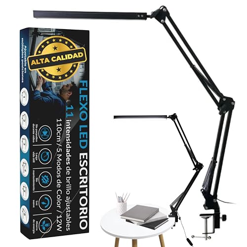 PRIME ESSENTIALS® Lampara Escritorio I Flexo LED | 110Cm 5 Modos...