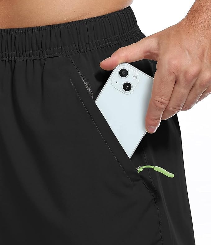 Image of CBlue Men's Outdoor Quick Dry Lightweight Sports Shorts with 2 Zipper Pockets, Breathable Hiking Running Gym Workout Athletic Shorts | CBblue Men's Quick Dry Sports Shorts with Zipper Pocket