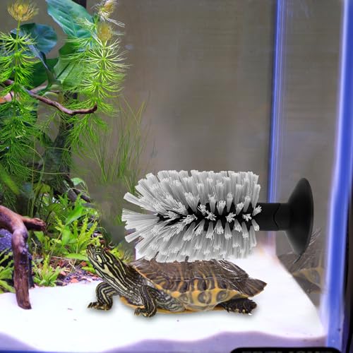 Image of 2pcs Turtle Brush with Suction Cup, Tortoise Shell Cleaning Scrub, Pet Back Mud Bristle Cleaner, Exfoliate Scrubber Scratcher, Aquatic Aquarium Tank Toy Accessories, Kitchen Sink Wine Bottle Glass