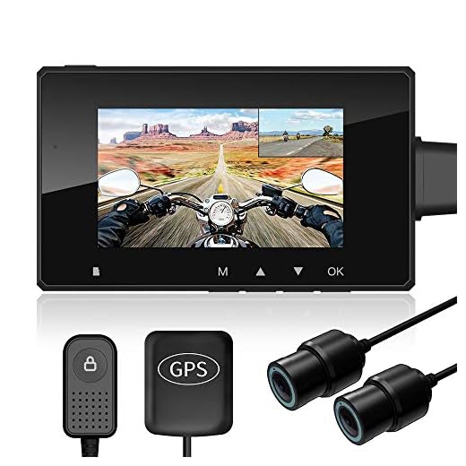 Motorcycle Recording Camera System HaloCam M1, 1080P Dual Lens Dash Cam Dvr, Rear View Sports Action Camera, Waterproof Lens, Video Driving Recorder with WiFi&GPS, 2.7" LCD, 155 Degree Angle, 256G Max