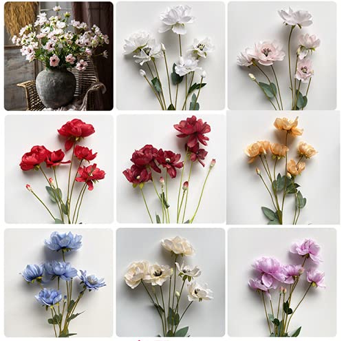 Amazon｜3個 34インチ 造花 ポピーフラワー アネモネの花 色あせない