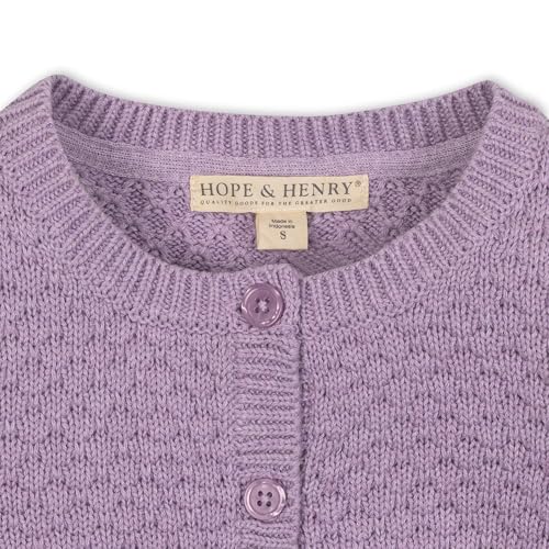Image of Hope & Henry Girls' Long Sleeve Fancy Cardigan Sweater with Stripe Trim