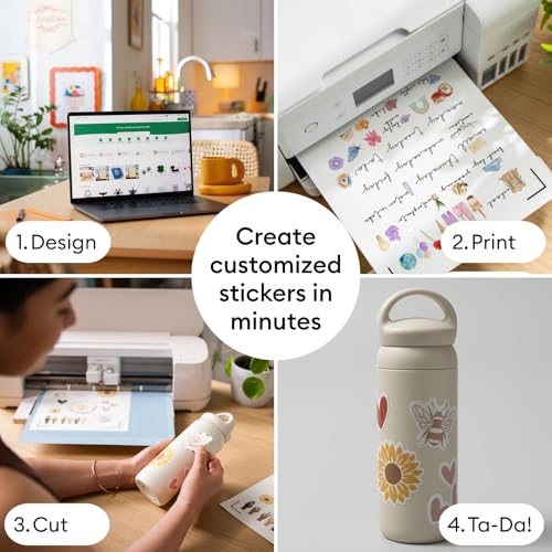 Image of Cricut Maker 4 Cutting Machine Ultimate Beginner Sticker Making Bundle - Print Then Cut Machine with Waterproof Sticker Paper & Vinyl for Custom Stickers & Small Business, Seashell Die-Cutting Machine
