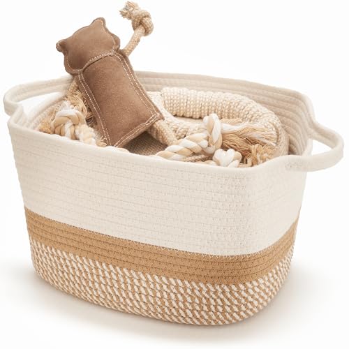 Stylish Cotton Rope Storage Basket For Dog Toys, Magazines or Boo...