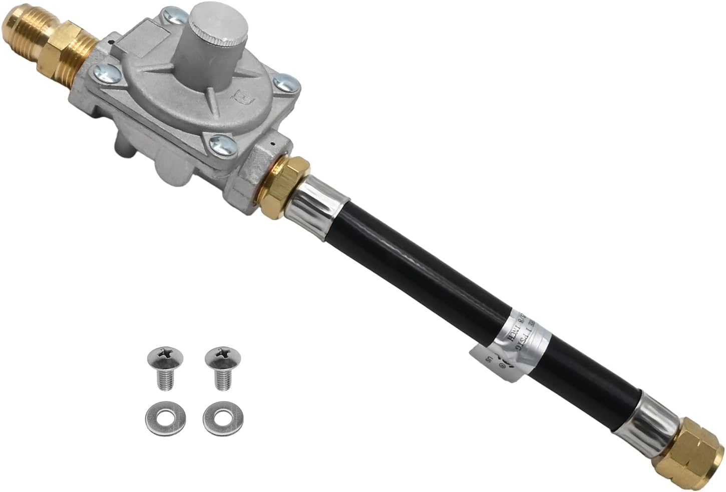 Natural Gas Pressure Regulator, 1/2 PSIG Inlet Pressure & 4" W.C. Outlet Pressure, for Grill, Fire Pit, Stove and More | 1/2" Male Flare x 3/8" Female Flare Adapter Included