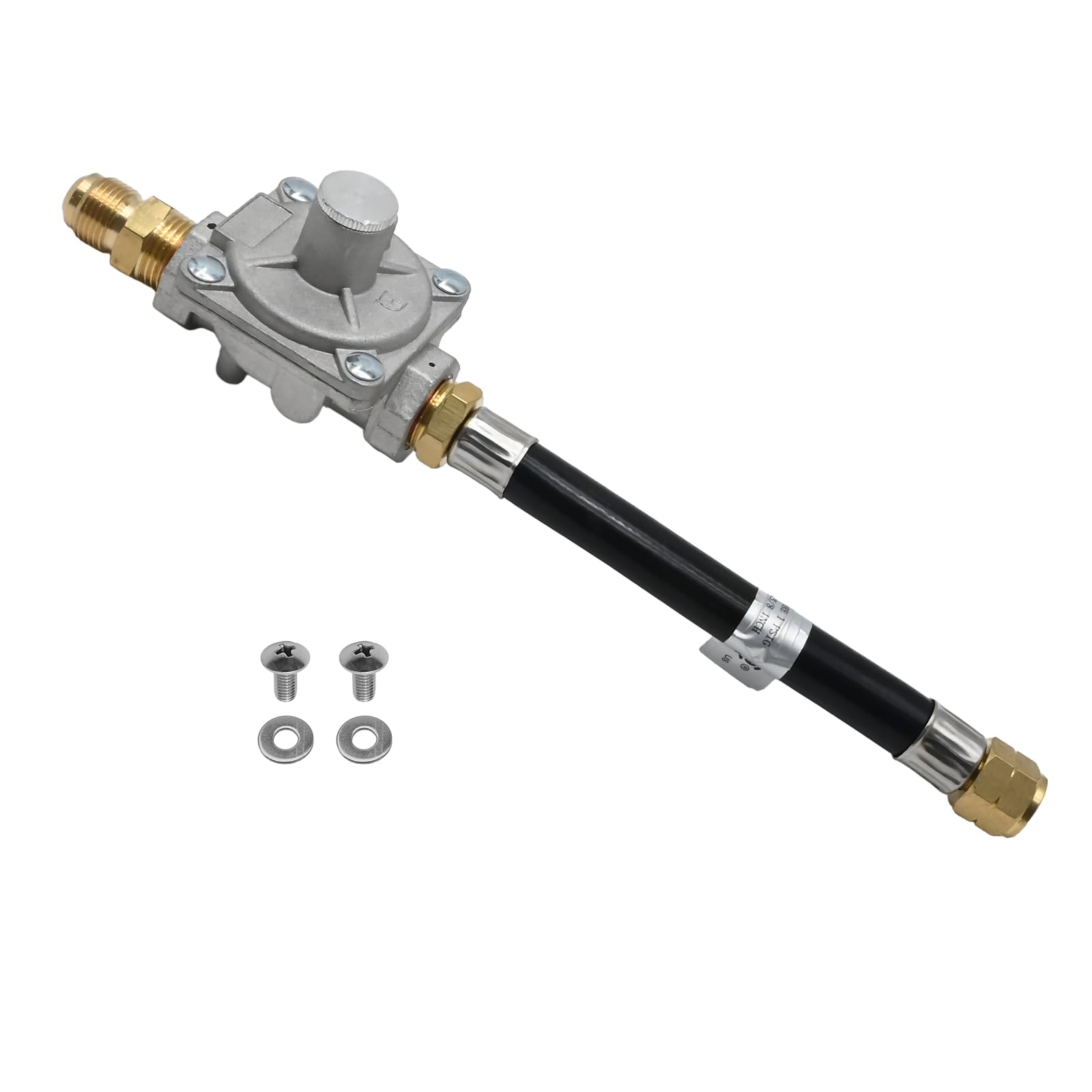 Regulador de presión de gas natural, presión de entrada de 1/2 PSIG y presión de salida de 10.2 cm, para parrilla, hoguera, estufa y más | Bengala macho de 1/2 pulgada x adaptador hembra de 3