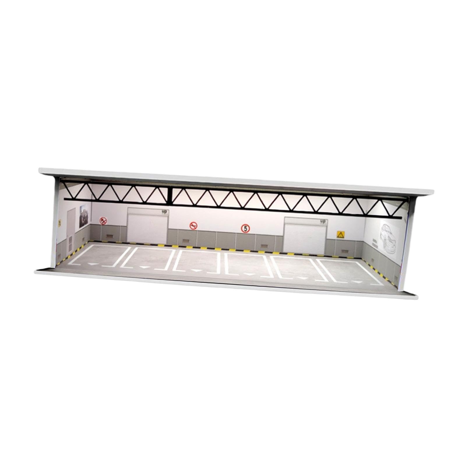 Sharplace 1:64 Parkplatz-Vitrine, Garagen-Diorama-Hintergrund, beleuchtet mit Parkplatzszene für Sportwagen-Actionfiguren-Zubehör, Style C
