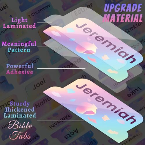 Image of Bible Tabs & Butterfly Bookmark, Rainbow, Laminated, Large Print, Christian Gifts, Bible Study Supplies