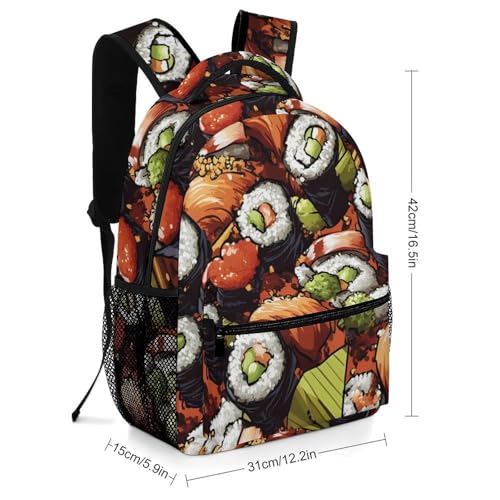 Japanese Sushi Rolls Unisex Backpack Casual Daypacks Lightweight Shoulders Bag for Camping Hiking Travel2