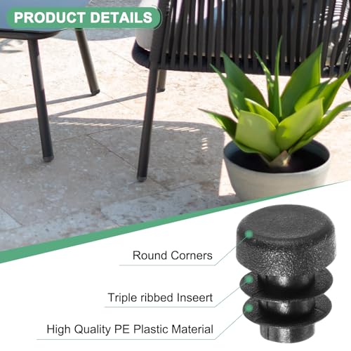 Image of M METERXITY 70 Pack Round Plastic Plug, OD 1 /2 inch Furniture Tube Inserts Pipe Hole End Caps for Tubing Post /Glide Insert for Pipe Post /Table Chair Leg /Metal Tubing /Fence [Black]
