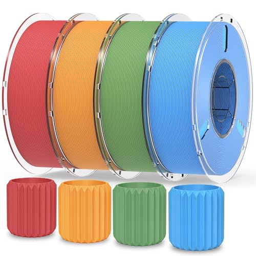 Image of RAMBERY Matte PLA 3D Printer Filament Bundle 4KG, Matte Smooth Finish PLA Filament 1.75mm, Individually Vacuum Packed, 1kg(2.2lb) X4PCS, Red /Orange /Matcha Green /Blue