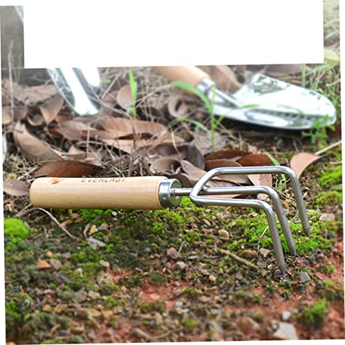 HANABASS Ferramenta De Ancinho De Mão Mini Cabo Ferramenta De Ancinho De Ponta Cultivador De Jardim