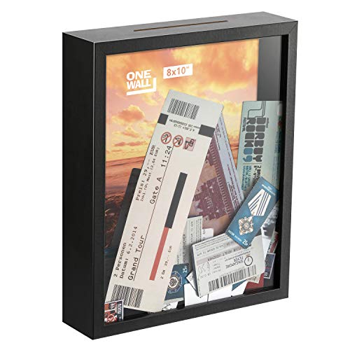 ONE WALL 8x10 Inch Shadow Box Display Case Black Wood Frame with Top