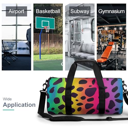 Rainbow Leopard Print Sports Gym Bag Travel Duffel Workout Bag with Adjustable Strap3