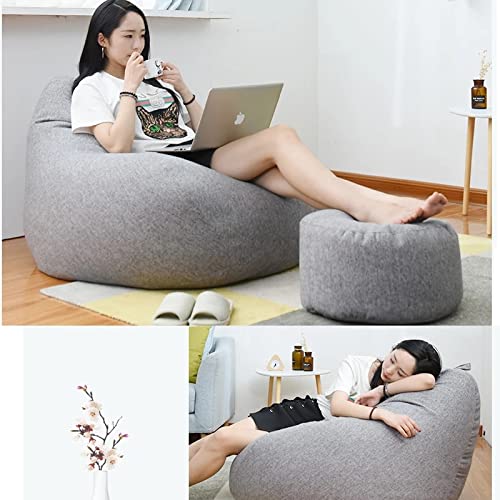 Funda para sofá, sillones gigantes sin relleno, tela de lino, tumbona, puf, puf, tatami, salón, 70 x 80 cm, gris oscuro, funda de sofá - imagen 5