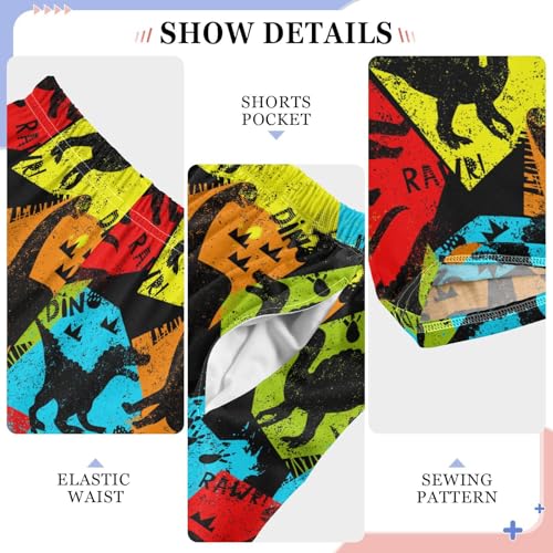 ZZXXB Retro Dinosaur Boys Long Pants Soft Trousers Elastic Waist Kids Lounge Bottoms with Pockets S-XL4