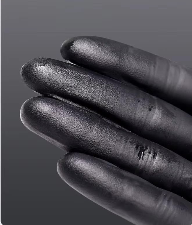 Guantes de nitrilo negros de 4 mil de grosor, guantes desechables de nitrilo multiusos, sin látex y polvo M, L, XL, (XL)