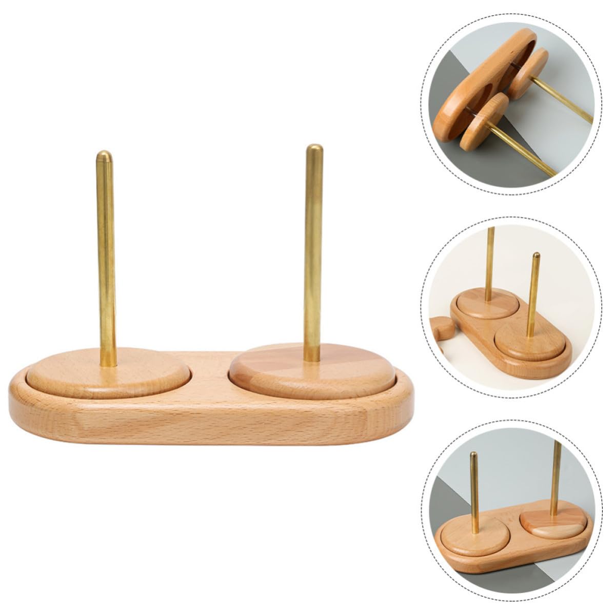 Cabilock Portafilo per Rocchetto in Legno Supporto per Rocchetto in Legno Rotante a Doppio ASSE Khaki per Cucito e Braccialetti di Gioielli Perline