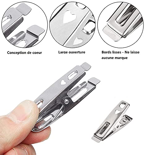 LATRAT 60 Pieces Stainless Steel Mini Heart Pegs Small Clothes Pegs for Multi-Purpose Clothes Towel Clothes Socks Snack Clip - Image 3