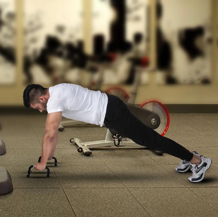 Image of Push Up Bar for Home Workout: Enhance Your Chest & Arm Strength [Capacity:120 KG] | Push up Stand for Home Gym with Non-Slip & Comfortable Grip | Home Gym Eqipement for Men & Women, 22x14x12 cm