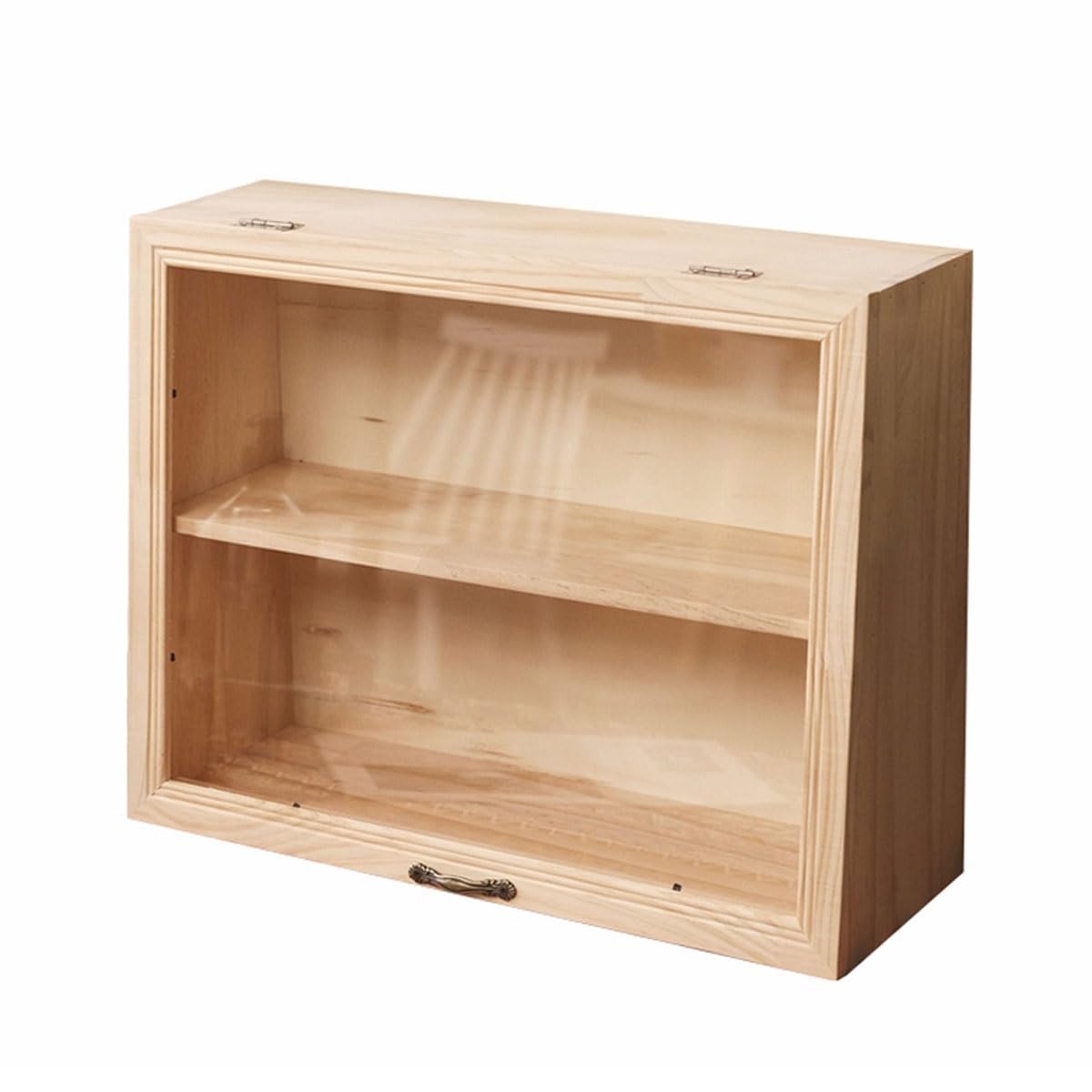 Vitrina de Madera para Pasteles y Galletas, Caja de Almacenamiento de cosméticos de Escritorio de 2 Niveles con Puertas de Vidrio, Estante para Vasos, exhibidor de Figuras de acción para coleccionabl