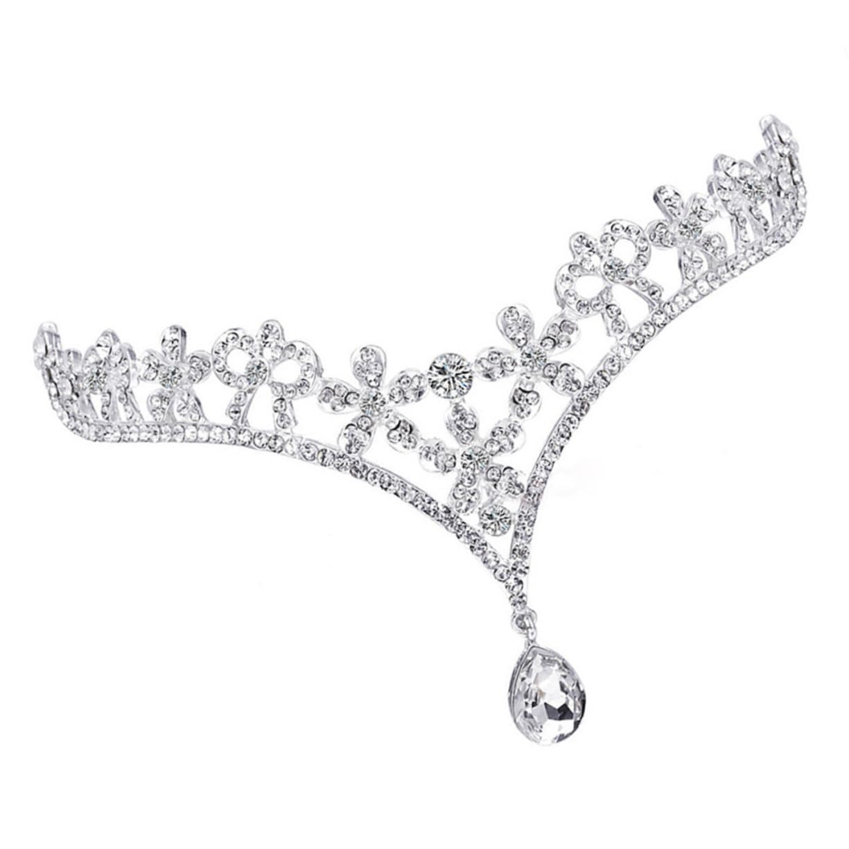 Ipetboom Accesorios De Novia Velos De Novia Para Boda Velos De Novia Para Boda Cadena De Frente De Cristal Diamantes De Imitación Vintage Tiara De Gota Cristalina Frontal De Novia Tapeta