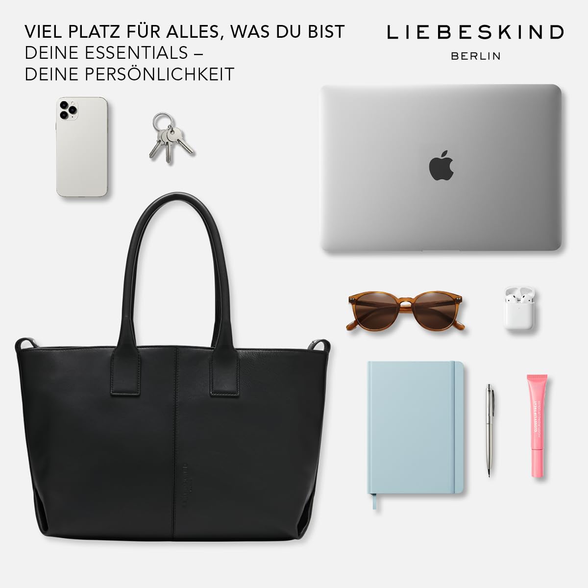 Liebeskind Berlin Damen-Shopper „Chelsea Shopper M“ – Shopper Damen aus Leder – großzügige Fächer