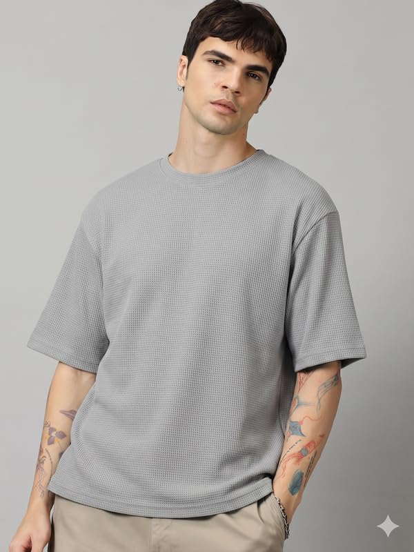 Image of RodZen Oversized Baggy Fit Half Sleeves Round Neck Solid Cotton Blend Combo T-Shirt for Men (Pack of 3)