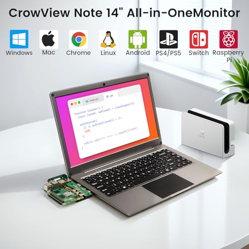 Image of 14 inch Portable Monitor with Keyboard CrowView Note for Arduino UNO Q