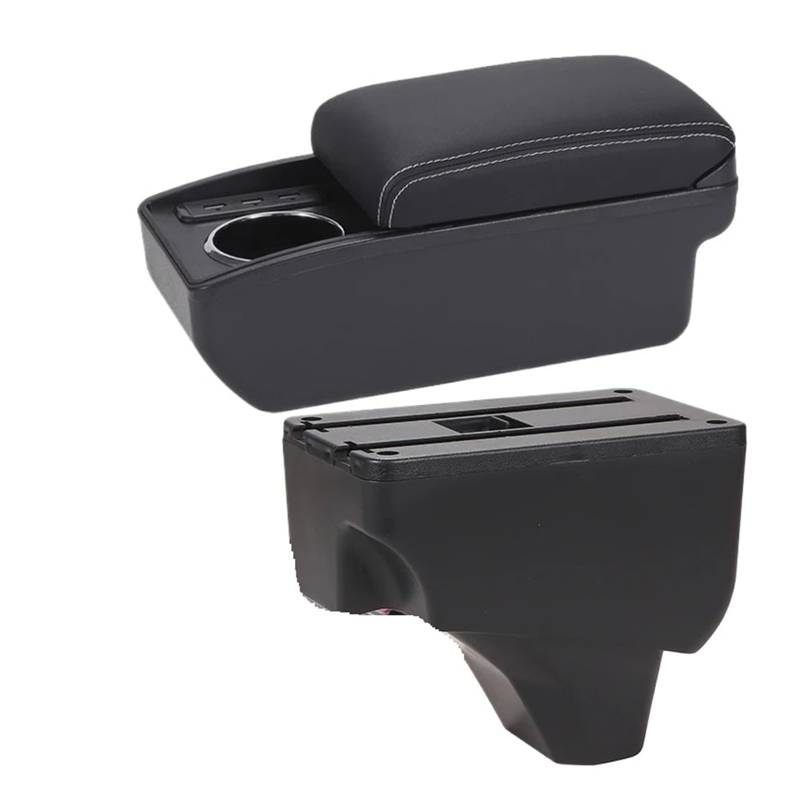 Umdjju B3 Black White 6Usb For Peugeot 2008 2019-2024 Car Armrest Storage Box Dedicated Retrofit Parts Interior Accessories Car Centre Console Armrest Box(B3 Black White 6Usb)