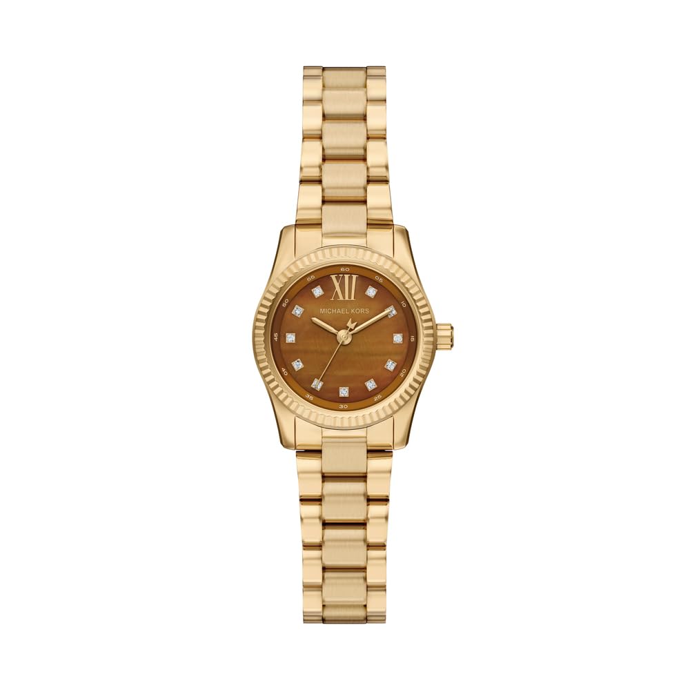 Michael Kors Womens Lexington Three-Hand Gold-Tone Stainless Steel Watch, Mk7578