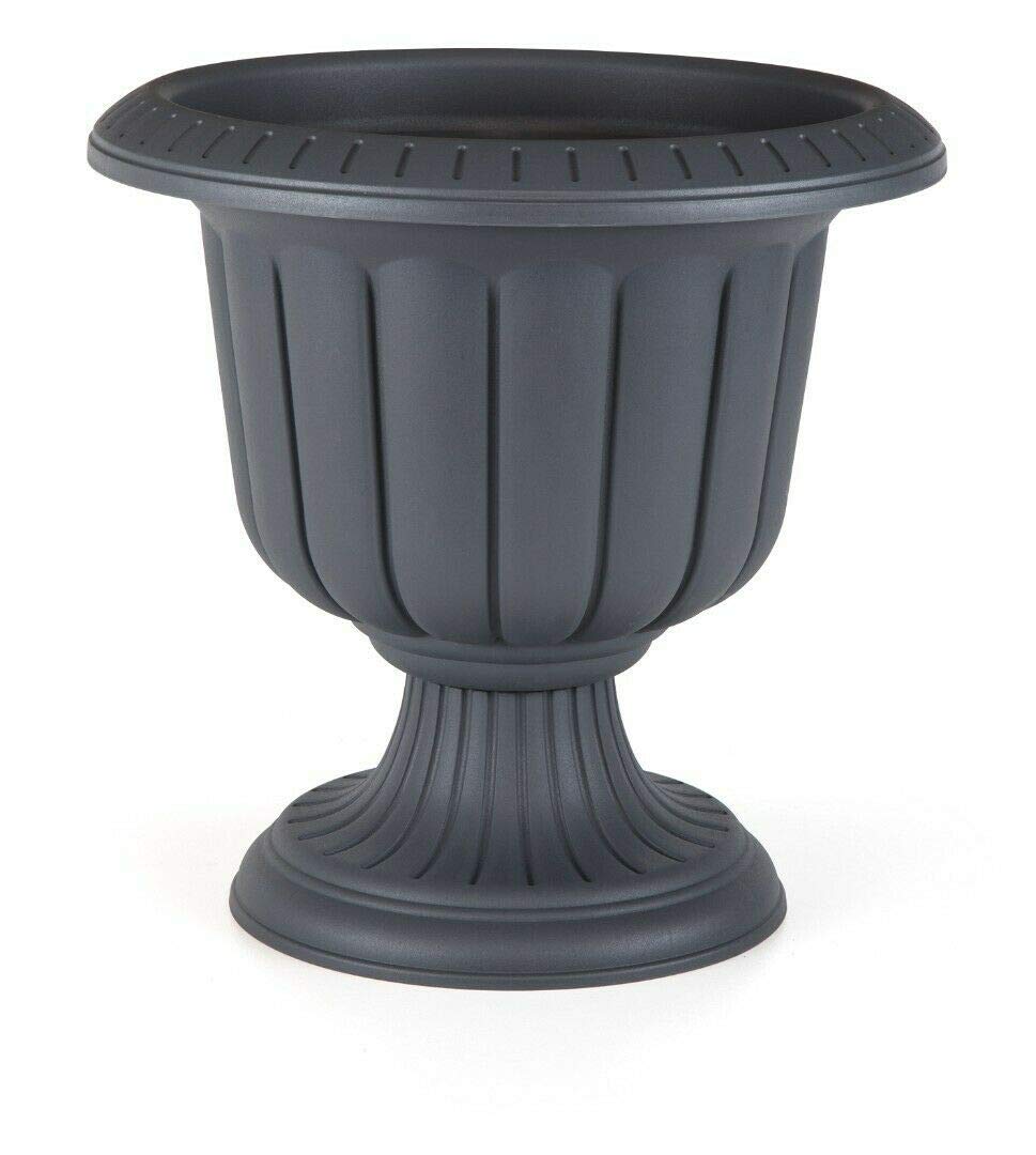 Tamersgifts Plastic Round Garden Urn Plant Pot Planter Outdoor Garden Stand Round -3 colours (Gunmetal Grey, Large)