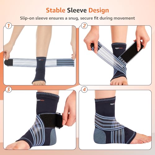 Image of Amazon Basics Premium Ankle Support | Adjustable Compression for Daily Comfort | Breathable Fabric | Padded Design for Stability | Unisex | Large