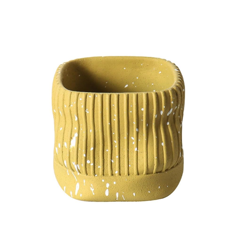 GELASIGE Flower Pots Modern Simple Cement Flower Pot Tabletop Flower Pot Light Luxury Flower Pot Simple Creative Home Flower Pot Can Plant Flowers Outdoor Flower Pots(B)