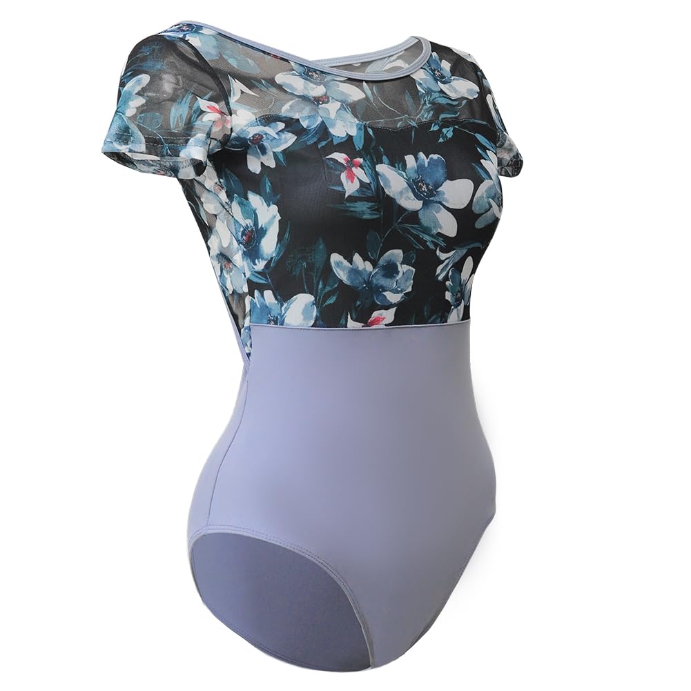 ROYAL SMEELA maillot ballet manga corta adulto maillot bailarina mujer body baile mujer maillot de danza ballet body de ballet espalda body danza ballet maillot gimnasia body bailarina Impreso