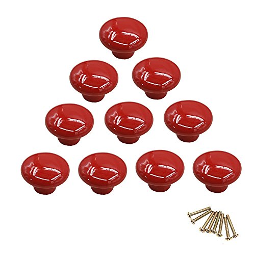 NUODWELL Lot de 10 boutons de placard ronds colorés en céramique à trou unique pour tiroir, placard, commode, porte