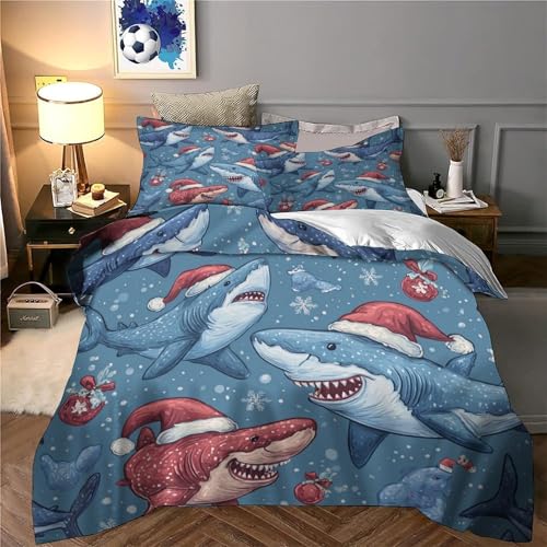 Parure de lit requin de Noël en microfibre douce pour lit simple 135x200 - 6