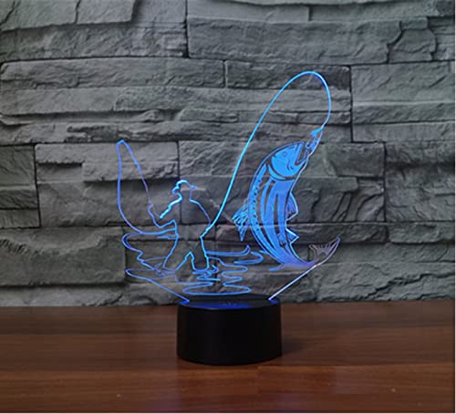 Lámpara nocturna 3D Go Fishing LED con control remoto miniatura 6