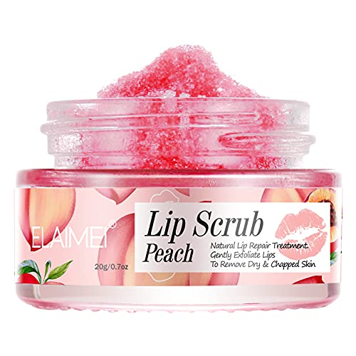 Lip Scrub, Lip Scrubs Exfoliator & Moisturizer, Lip Repair for Lush Soft Lips, Lip Moisturizer for Chapped Dry and Flaky Lips Treatment, Lip Scrubs (Peach)