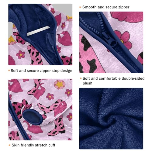 Retro Cowgirl Pink Elements Girls Fleece Jacket Girls Fall Jacket Girls Zip Up Hoodie Girls Sherpa Jacket 2-10T3