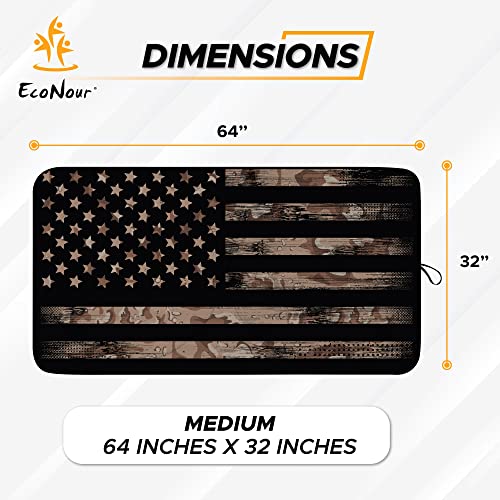 Image of EcoNour Camoflage American Flag Windshield Sun Shade -240T Reflective Polyester Blocks 99% UV & Heat Protection | Patriotic Car Accessory Sedans, Hatchbacks, Small SUVs | Universal Fit (66 inch x 34 inch)