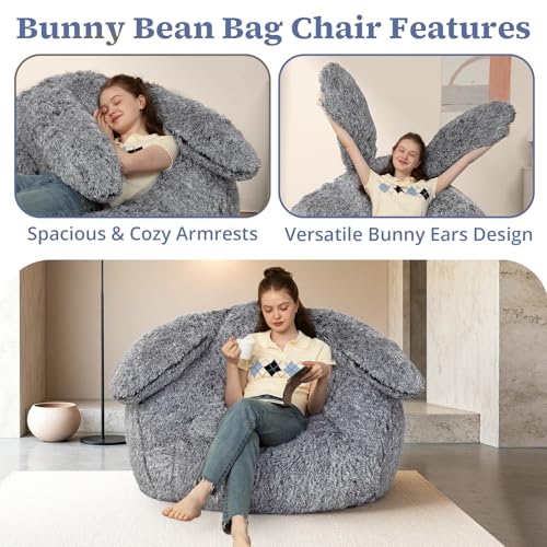 21% Off Achicsofar Plush Rabbit Bean Bag Chair - Soft & Cozy - Image 5