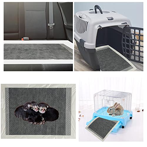Image of 100 Pcs Disposable Rabbit Pee Pads,Pet Pees Pad Cage Black Carbon Liner,Super Absorbent Leak Proof Cushion Reduce Odor Bunny Training Accessories for Kitten Puppy Hamsters Hedgehog