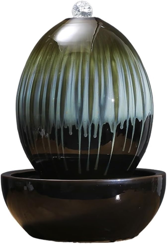 Tabletop Water Fountain Chinese Minimalist Water Fountain Ornaments Tabletop Water Fountain, Fengshui Decoration Office Relaxation Meditation Fountain