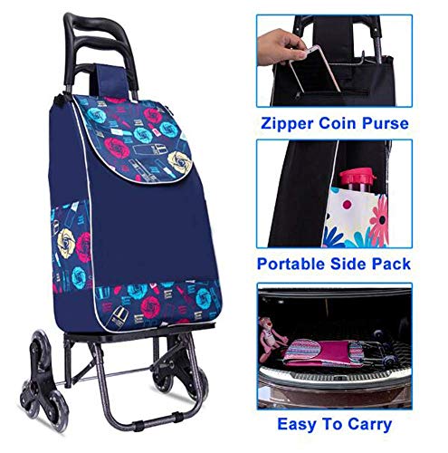 QHYTL Einkaufstrolley, Einkaufstrolley, zusammenklappbarer Einkaufswagen auf Rädern, großer und leichter Nutzwagen mit… – Bild 3